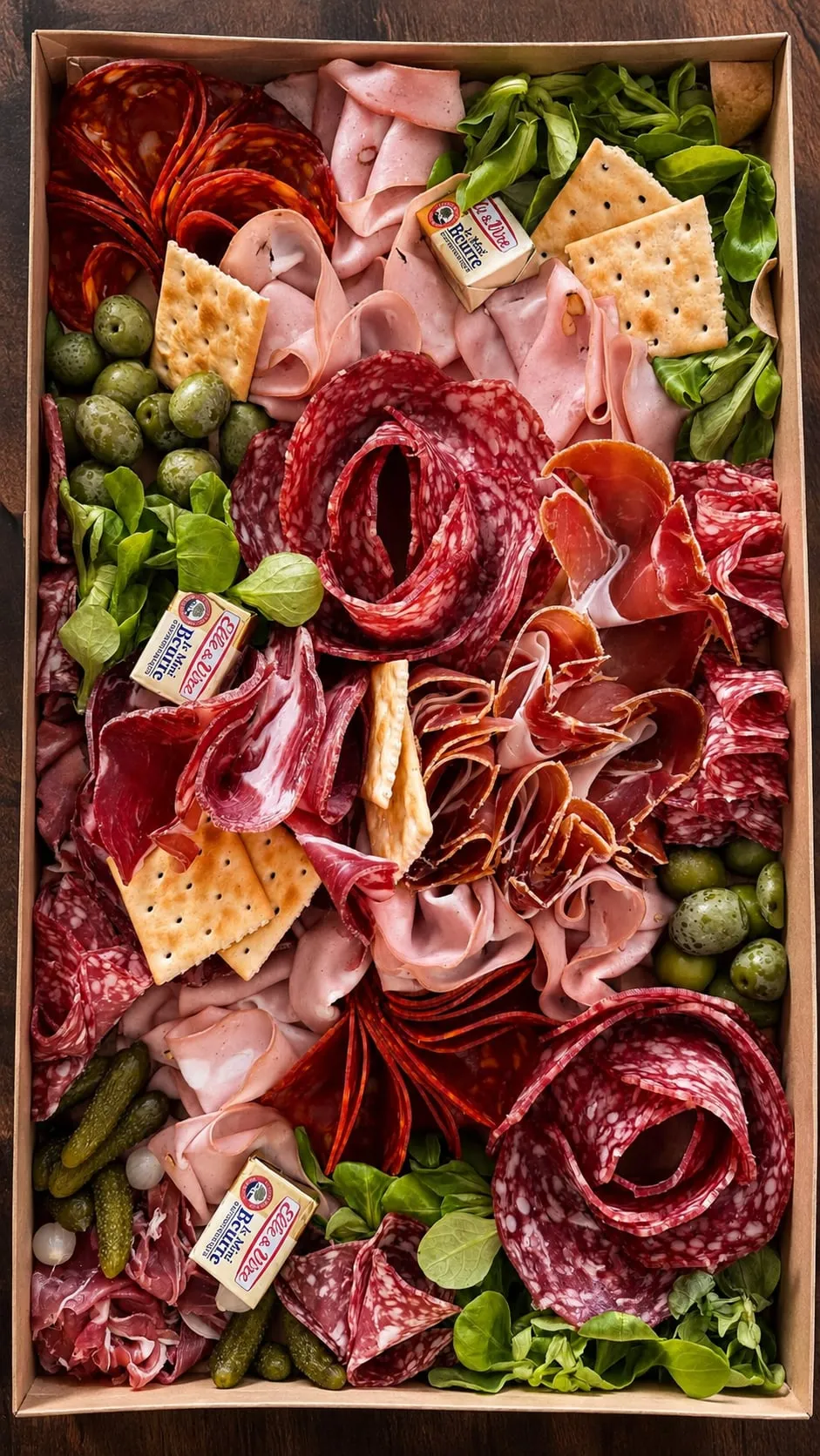 Box Charcuterie Authentique présentée en cagette